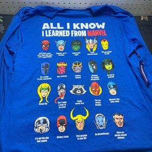 NWT Marvel Comics Blue Graphic Long Sleeve Shirt